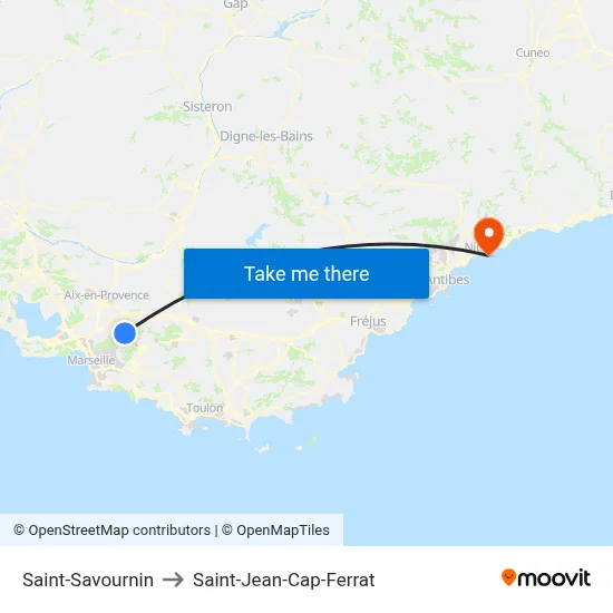 Saint-Savournin to Saint-Jean-Cap-Ferrat map