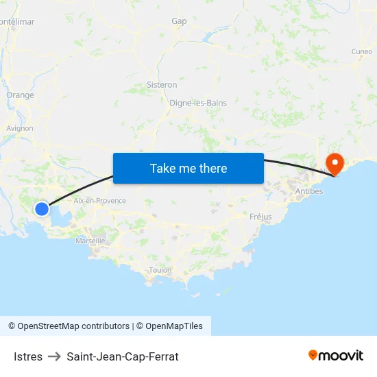 Istres to Saint-Jean-Cap-Ferrat map