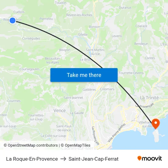 La Roque-En-Provence to Saint-Jean-Cap-Ferrat map