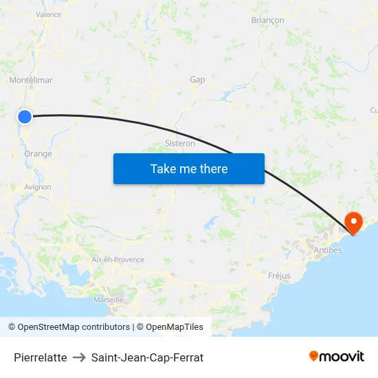 Pierrelatte to Saint-Jean-Cap-Ferrat map