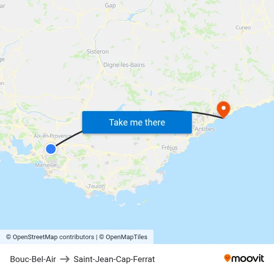 Bouc-Bel-Air to Saint-Jean-Cap-Ferrat map