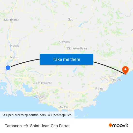 Tarascon to Saint-Jean-Cap-Ferrat map