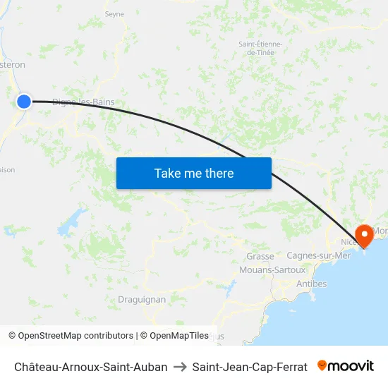 Château-Arnoux-Saint-Auban to Saint-Jean-Cap-Ferrat map