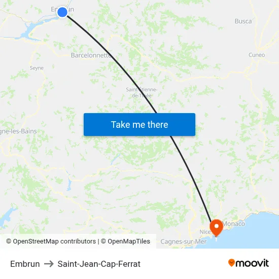 Embrun to Saint-Jean-Cap-Ferrat map