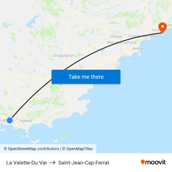 La Valette-Du-Var to Saint-Jean-Cap-Ferrat map