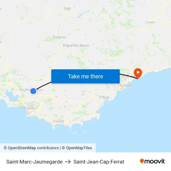 Saint-Marc-Jaumegarde to Saint-Jean-Cap-Ferrat map