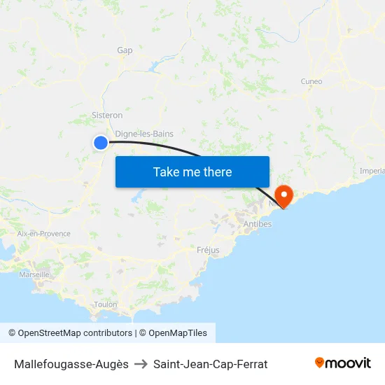 Mallefougasse-Augès to Saint-Jean-Cap-Ferrat map