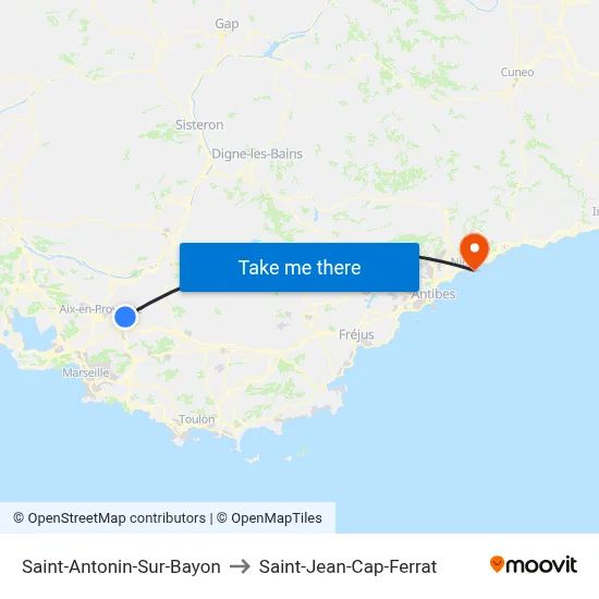 Saint-Antonin-Sur-Bayon to Saint-Jean-Cap-Ferrat map