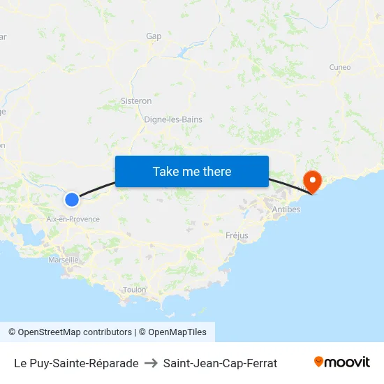 Le Puy-Sainte-Réparade to Saint-Jean-Cap-Ferrat map