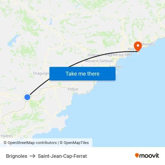 Brignoles to Saint-Jean-Cap-Ferrat map