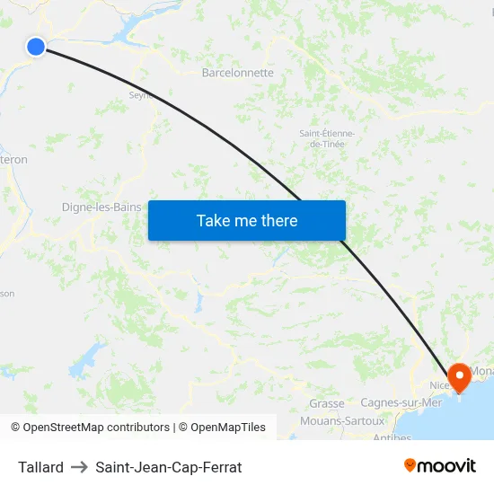 Tallard to Saint-Jean-Cap-Ferrat map