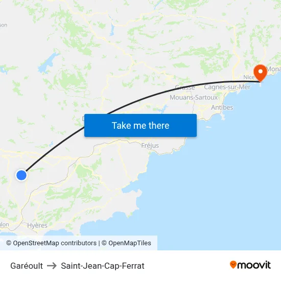 Garéoult to Saint-Jean-Cap-Ferrat map