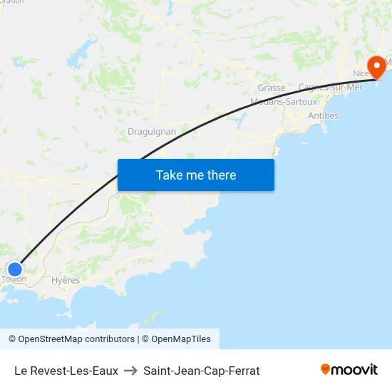 Le Revest-Les-Eaux to Saint-Jean-Cap-Ferrat map