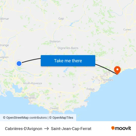 Cabrières-D'Avignon to Saint-Jean-Cap-Ferrat map