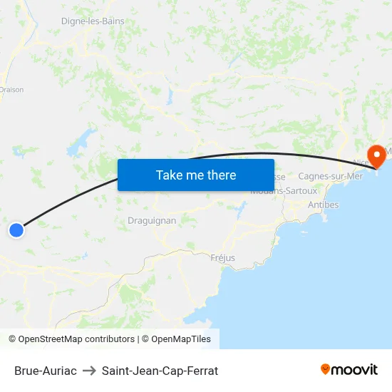 Brue-Auriac to Saint-Jean-Cap-Ferrat map