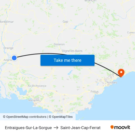 Entraigues-Sur-La-Sorgue to Saint-Jean-Cap-Ferrat map