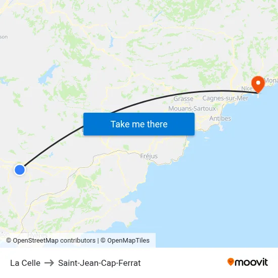 La Celle to Saint-Jean-Cap-Ferrat map