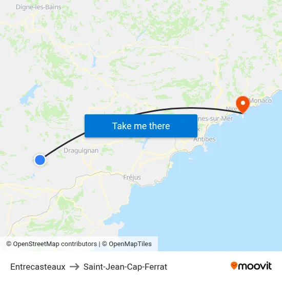 Entrecasteaux to Saint-Jean-Cap-Ferrat map