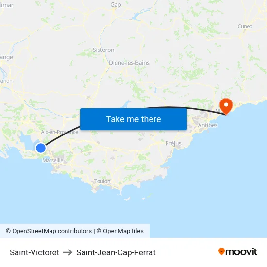 Saint-Victoret to Saint-Jean-Cap-Ferrat map