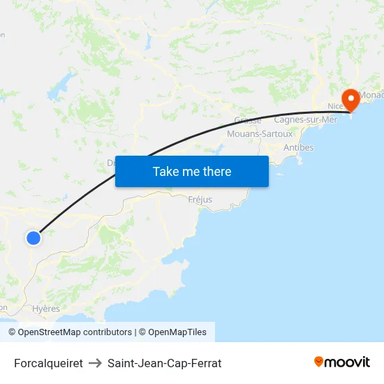 Forcalqueiret to Saint-Jean-Cap-Ferrat map