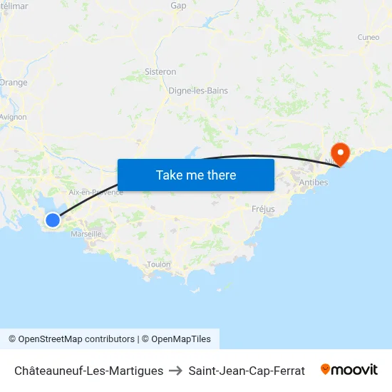 Châteauneuf-Les-Martigues to Saint-Jean-Cap-Ferrat map