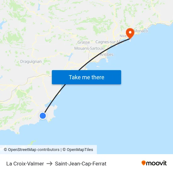 La Croix-Valmer to Saint-Jean-Cap-Ferrat map
