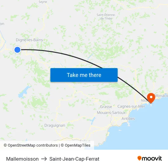 Mallemoisson to Saint-Jean-Cap-Ferrat map