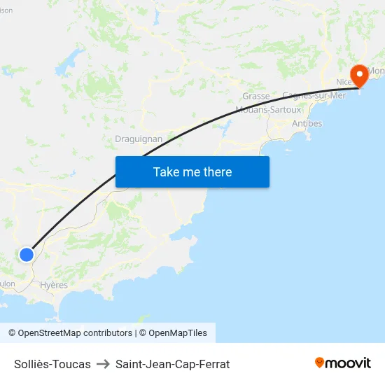 Solliès-Toucas to Saint-Jean-Cap-Ferrat map