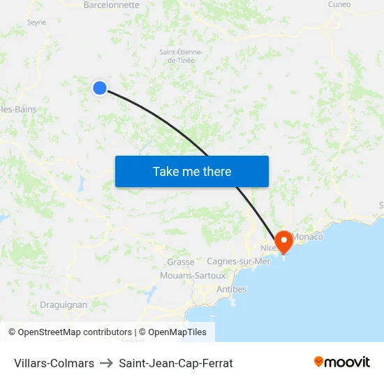 Villars-Colmars to Saint-Jean-Cap-Ferrat map