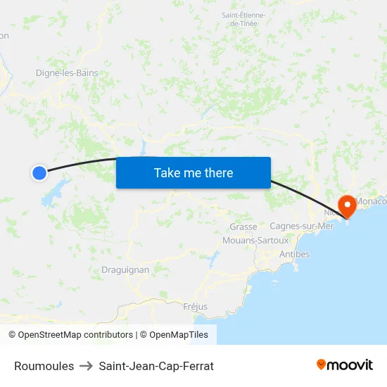 Roumoules to Saint-Jean-Cap-Ferrat map
