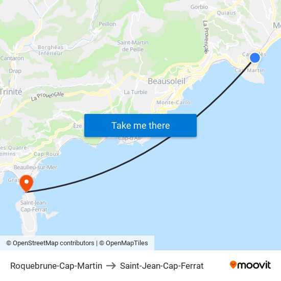 Roquebrune-Cap-Martin to Saint-Jean-Cap-Ferrat map