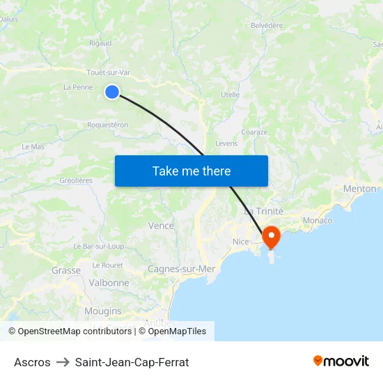 Ascros to Saint-Jean-Cap-Ferrat map