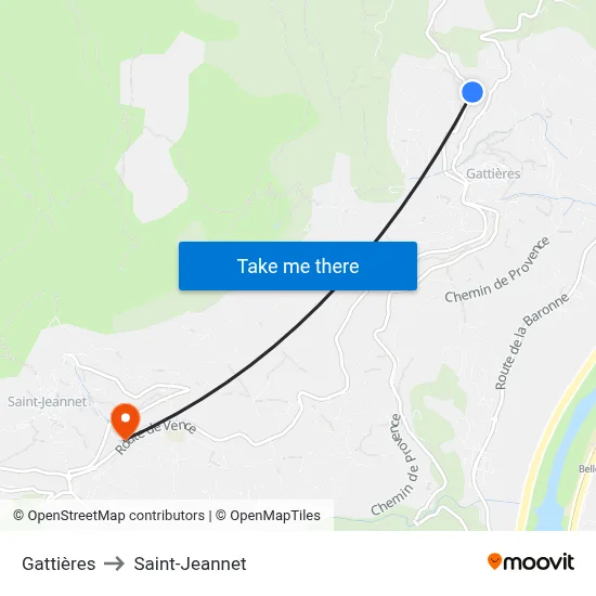 Gattières to Saint-Jeannet map