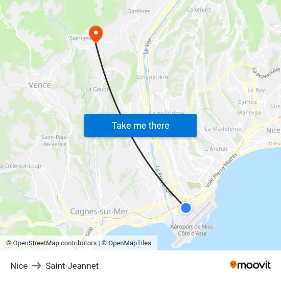 Nice to Saint-Jeannet map