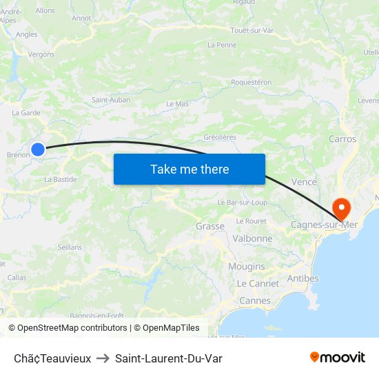 Chã¢Teauvieux to Saint-Laurent-Du-Var map