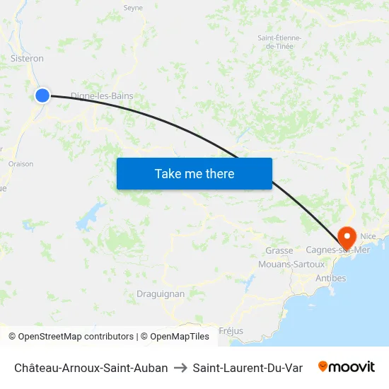 Château-Arnoux-Saint-Auban to Saint-Laurent-Du-Var map