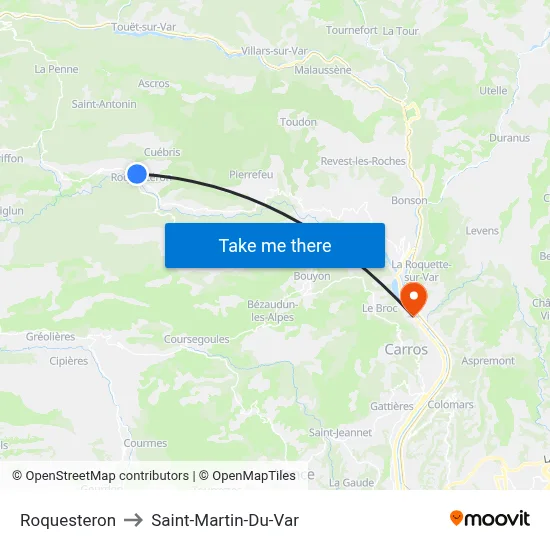 Roquesteron to Saint-Martin-Du-Var map