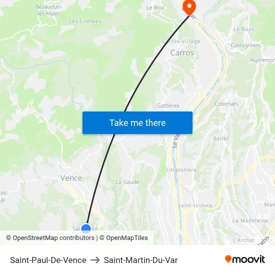 Saint-Paul-De-Vence to Saint-Martin-Du-Var map