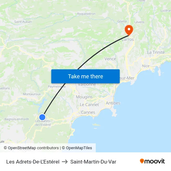 Les Adrets-De-L'Estérel to Saint-Martin-Du-Var map
