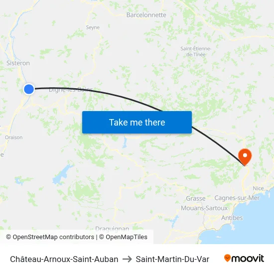 Château-Arnoux-Saint-Auban to Saint-Martin-Du-Var map