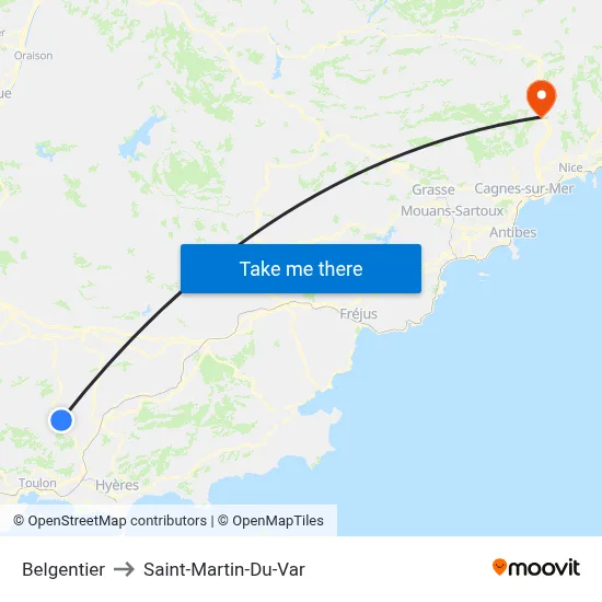 Belgentier to Saint-Martin-Du-Var map