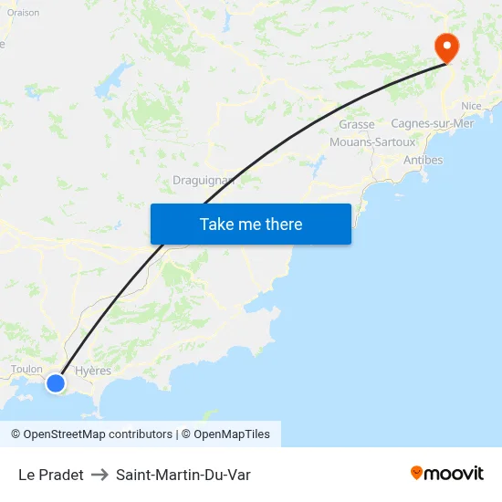 Le Pradet to Saint-Martin-Du-Var map