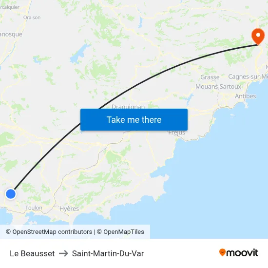 Le Beausset to Saint-Martin-Du-Var map
