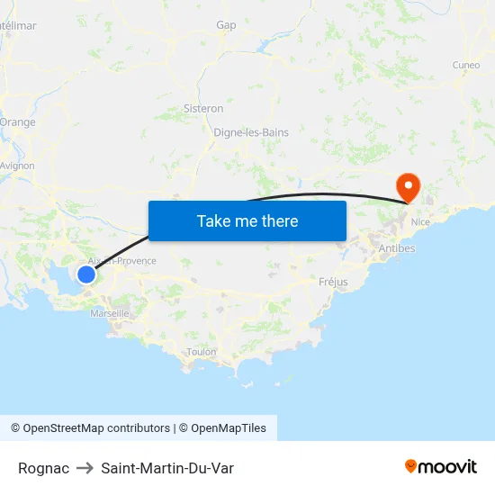 Rognac to Saint-Martin-Du-Var map