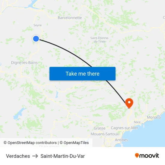 Verdaches to Saint-Martin-Du-Var map