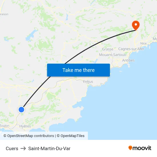 Cuers to Saint-Martin-Du-Var map
