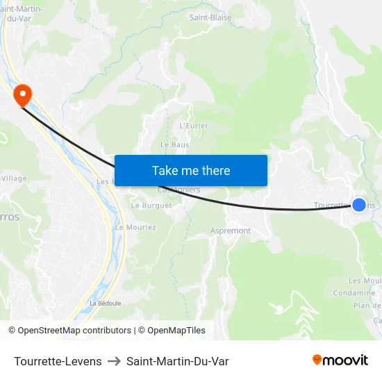 Tourrette-Levens to Saint-Martin-Du-Var map
