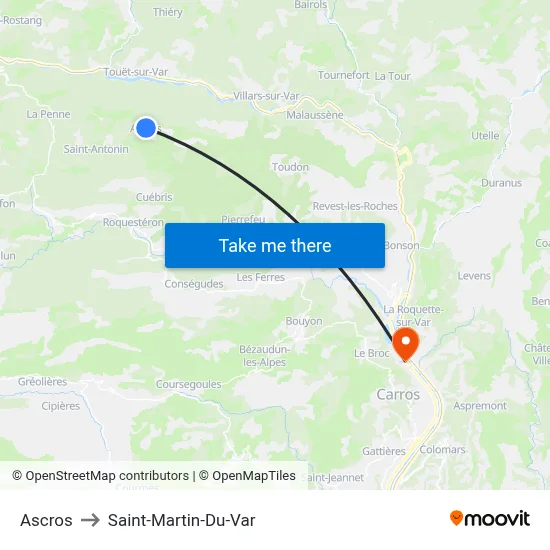 Ascros to Saint-Martin-Du-Var map