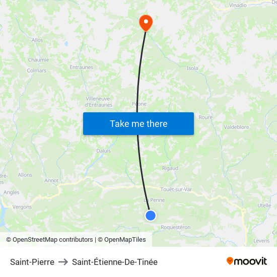 Saint-Pierre to Saint-Étienne-De-Tinée map