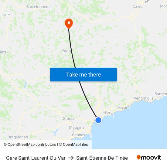 Gare Saint-Laurent-Du-Var to Saint-Étienne-De-Tinée map